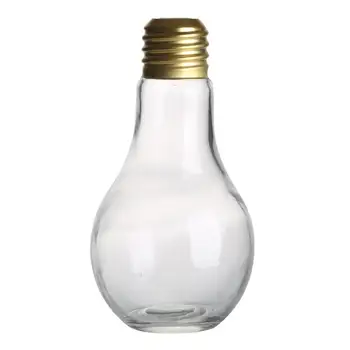 

500ML Light Bulb Shaped Glass Bottle Novelty Drinking Glasses Party Favors for Drinks Beers Cocktails (Light Color Randomly)
