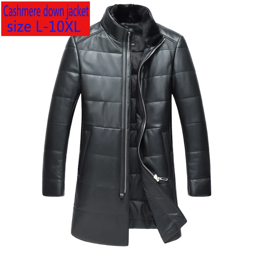 Новая мода высокое качество Мужская длинная овечья куртка зимняя норковая воротник Толстая Повседневная Натуральная кожа Мужская куртка размера плюс L-10XL