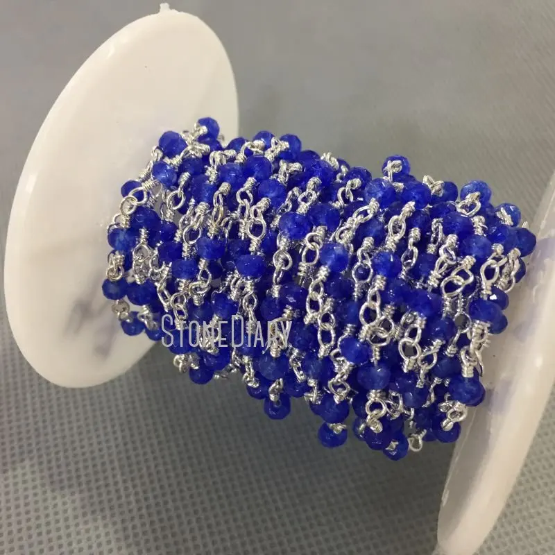 

RC5022 3x4mm Faceted Rondelle Beads Royal Blue Jades Chain Rosary