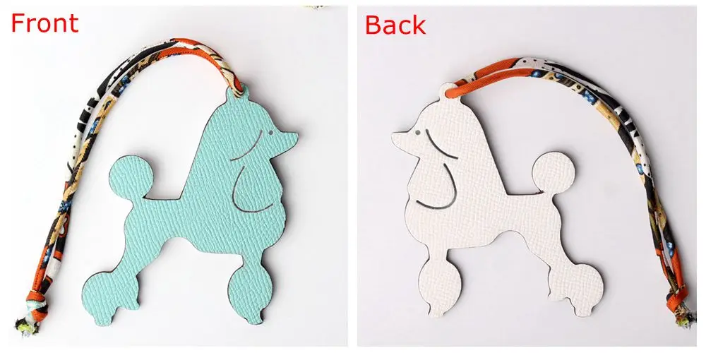 Известный бренд шелк на заказ ручной работы из натуральной кожи милый брелок в виде оленя животного морской конек женская сумка Подвеска на рюкзак - Цвет: DOG WHITE BLUE