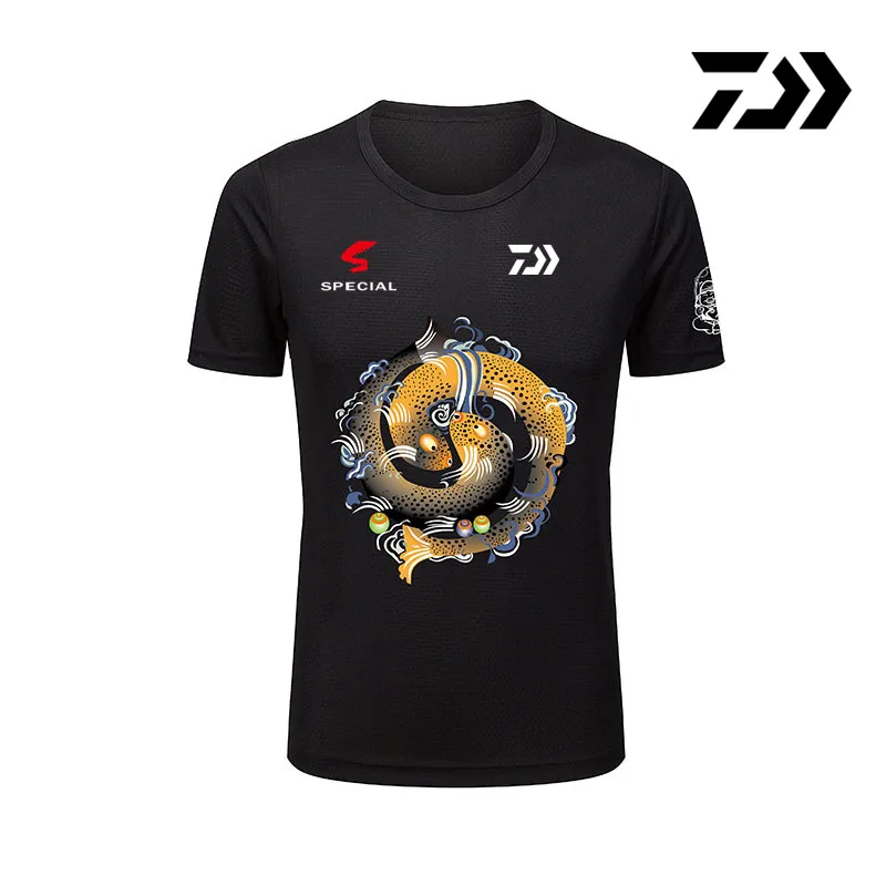 Новая футболка для рыбалки DAIWA, одежда для рыбалки, Мужская дышащая быстросохнущая рыболовная рубашка с коротким рукавом, одежда для рыбалки - Цвет: O