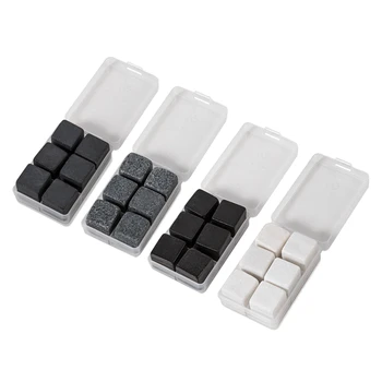 

6Pcs Reusable Stones for Whiskey,Sipping Ice Square Cooler Whisky Rocks Bar Wine Cooler Party Wedding Gift