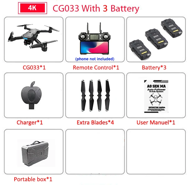 AOSENMA CG033 4K GPS EPP box 3 batteries