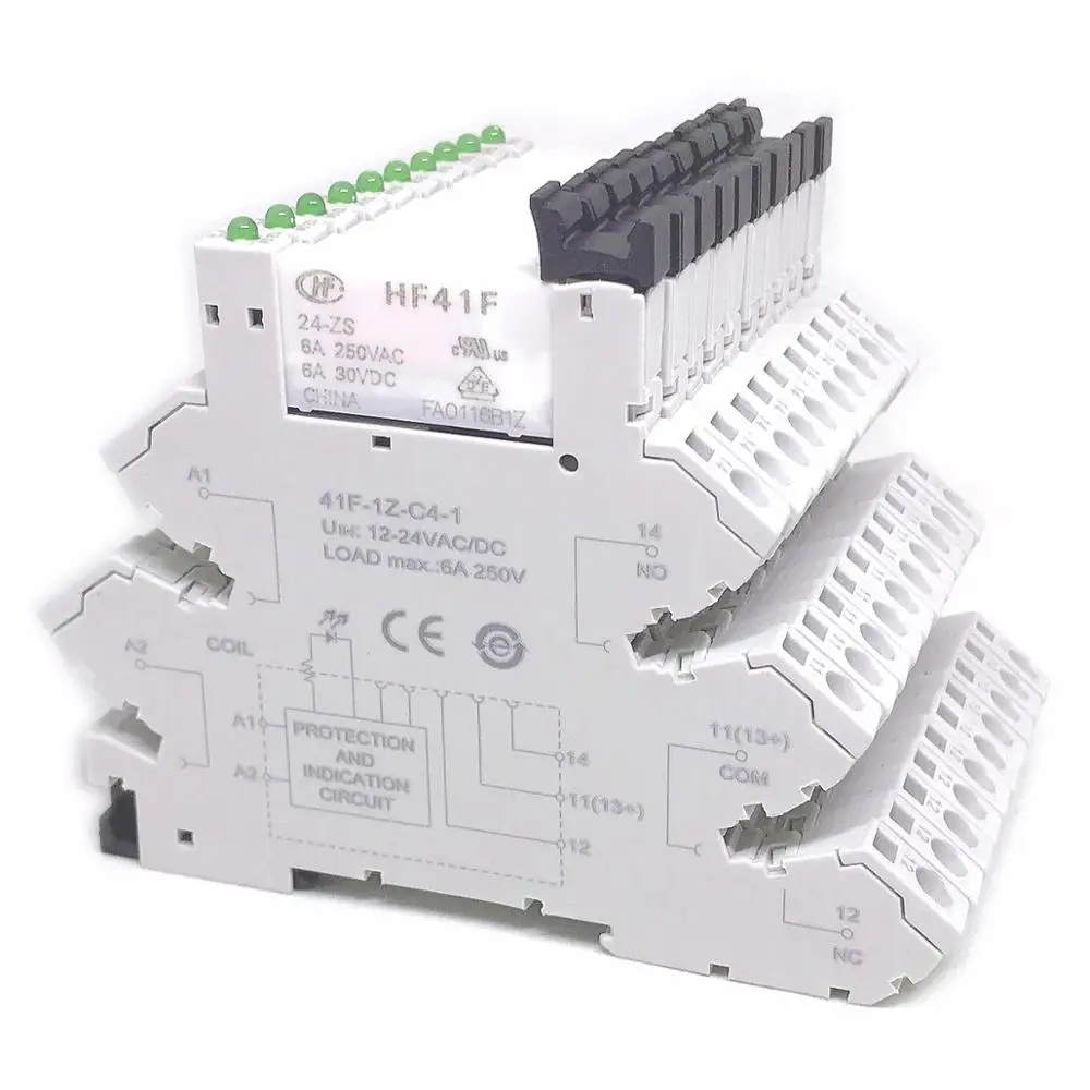 Реле 41F 1Z C2 1 HF41F 24 ZS 12 5 в В 230 6A 1CO Slim/SSR крепление на винтовой розетке светодиодный