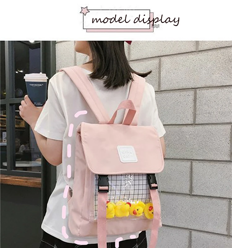 Harajuku водонепроницаемый прозрачный рюкзак из ткани Оксфорд для женщин повседневные рюкзаки Mochila Feminina Sac A Dos школьные сумки