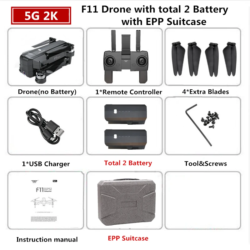 SJRC F11 PRO RC gps бесщеточный Дрон 2K Квадрокоптер с wifi камерой 28 мин Время полета Квадрокоптер Дрон VS B4W SG906 SG901 - Цвет: 2K 2B EPP Box