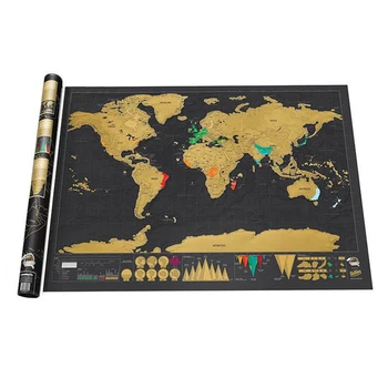 

SHOLISA Wall Stickers Scratch World Map Personalized Room Home Decoration Erase Black Personalized Travel Vintage Chic 2pcs