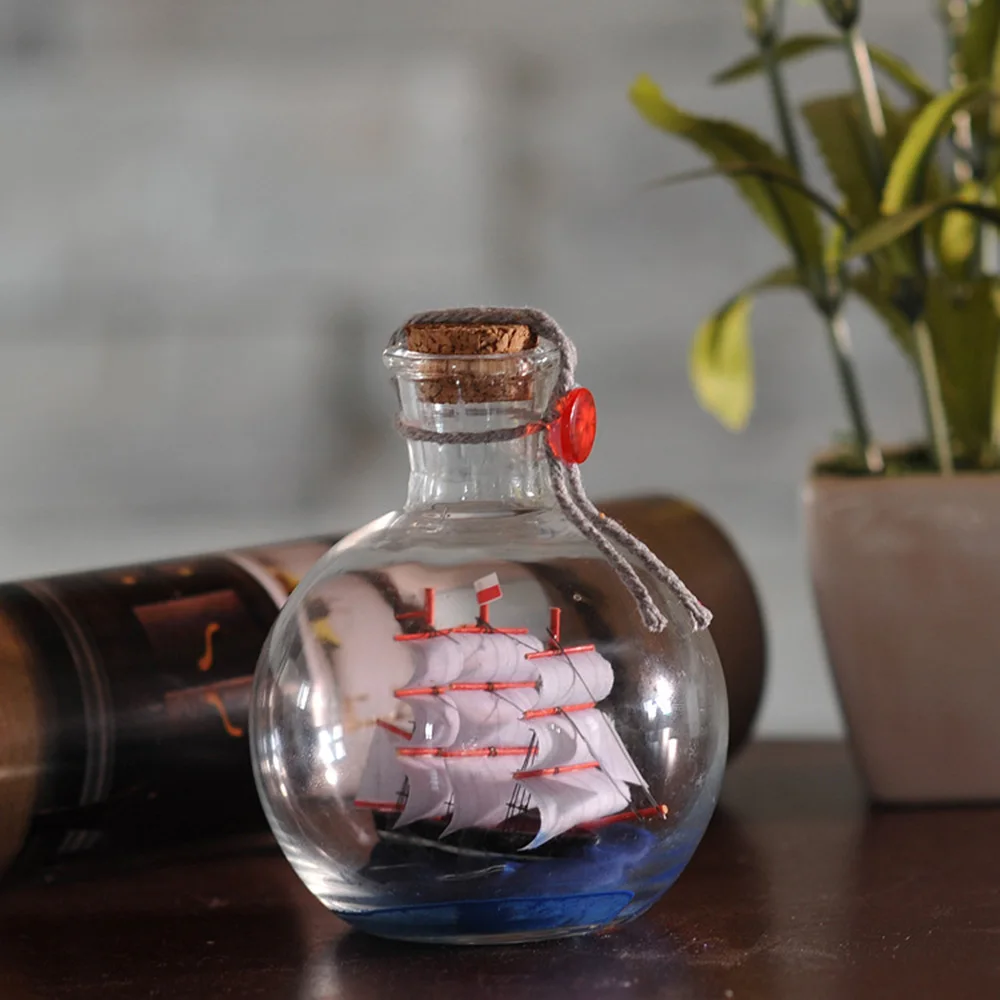 

Sailing Boat in Drift Bottle Mediterranean Glass Pirate Ship Wishing Bottle Nautical Home Decorations Gift Crafts Novel Hot Sale