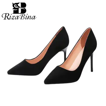 

RIZABINA Women Pumps Real Leather High Heel Shoes Women New Spring Pointed Toe Sexy Thin Heels Office Ladies Footwear Size 34-39