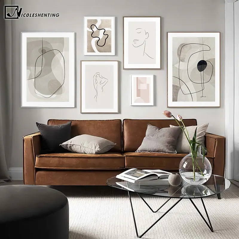 

Geometry Abstract Shape Painting Nordic Canvas Print Simplicity Art Vintage Poster Line Drawing Wall Picture Modern Home Decor