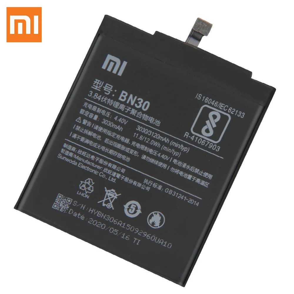 Оригинальный сменный аккумулятор Xiao Mi BN30 для Xiaomi Redrice Hongmi 4A телефона 3120