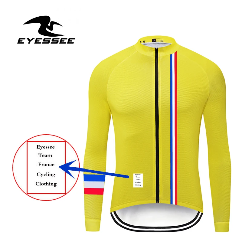 Eyessee зима термо флис с длинным рукавом Майки для велоспорта Pro мужские дорожный велосипед MTB Франция велосипедная одежда