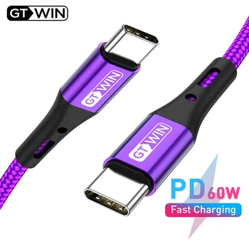 

GTWIN 60W USB C To USB Type C Cable Fast Charging For Samsung Xiaomi Redmi Note 8 Pro MacBook Pro Quick Charge PD Type-C Cable