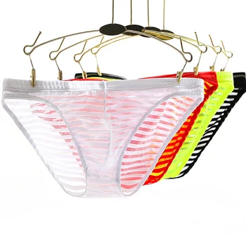 

Sexy Men's Brief Mesh Gauze Breathable Sexy Underwear Male Viscose Transparent Low-waist Briefs Panties