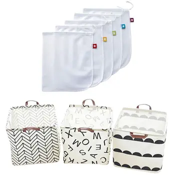 

Reusable Produce Bags-Washable Mesh Bags for Fruits, 5Pcs with Waterproof Foldable Storage Basket 3Pcs