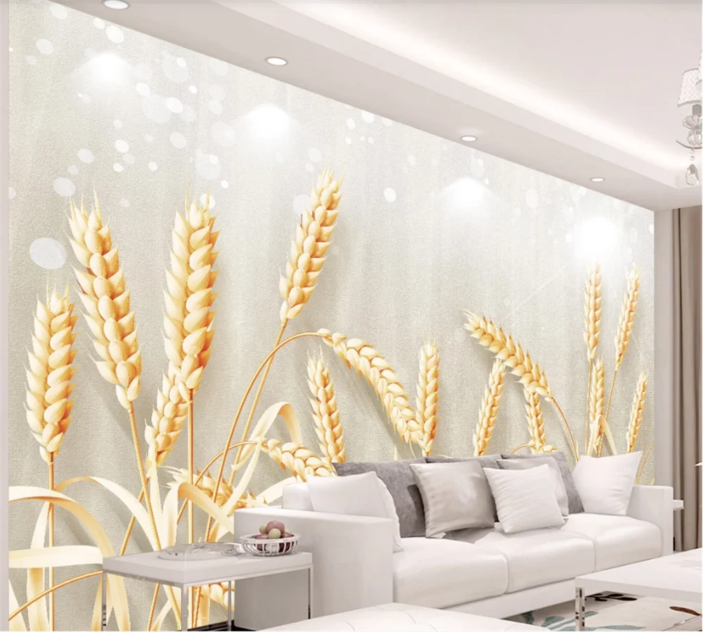 Custom wallpaper mural 3D-8D wall cloth simple and fresh reed wheat ears Nordic sofa background wall decoration painting