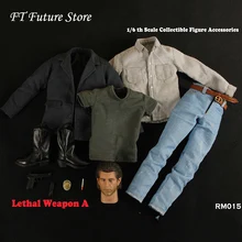 1/6 collectible rm015 arma letal mel colúcille gerard gibson cabeça & roupas conjunto modelo para 12 male male corpo masculino sem pescoço