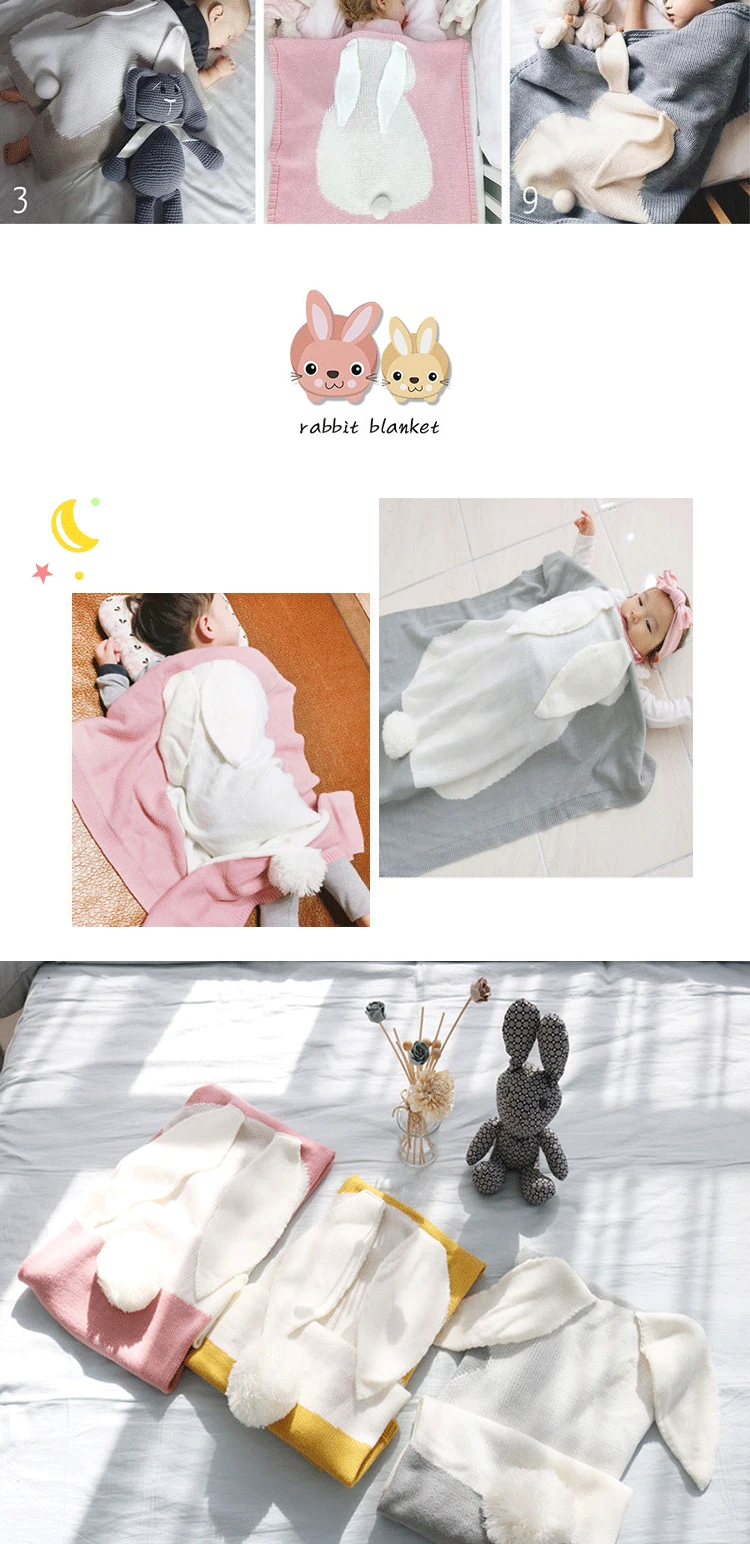 Детское одеяло s новорожденный пеленание ребенка обёрточная бумага вязаное одеяло для ребенка кролик мультфильм плед младенческой малыша постельные принадлежности пеленание