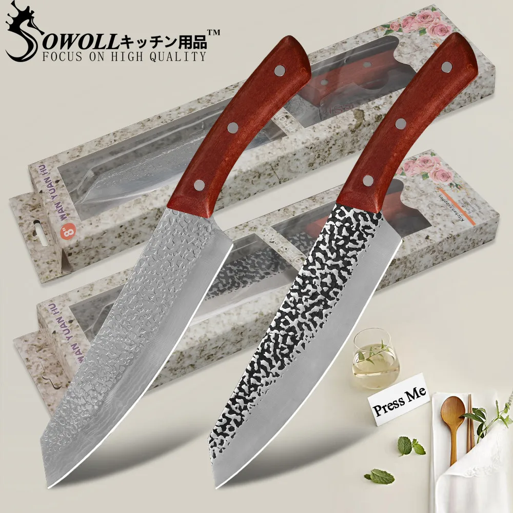 8 Inch Camping Outdoor Serbian Chef Knife Kiritsuke Chef Nakiri Knife