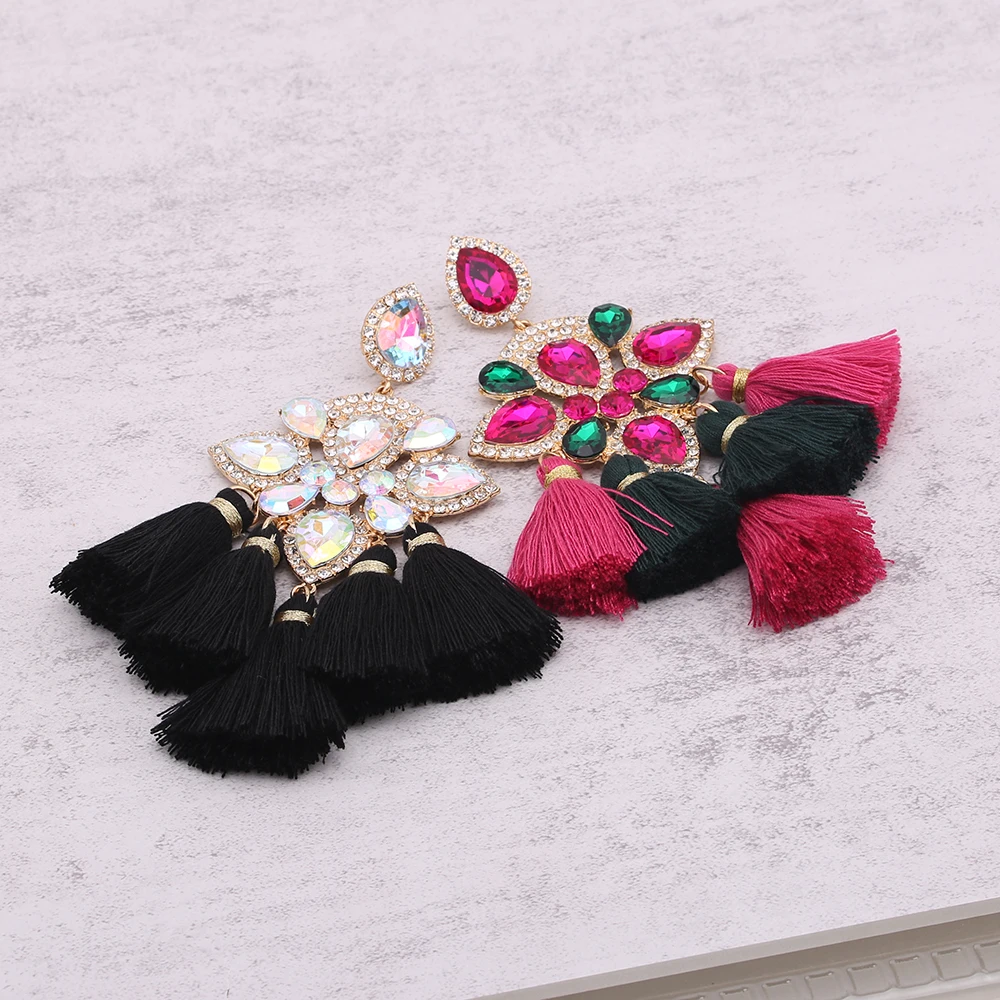 Brincos Crystal Earrings Big Drop Earrings For Women Tassel Earings voor vrouwen Dangle Fashion Jewelry