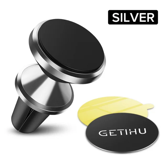 Silver Магнитный автомобильный держатель для телефона GETIHU, мини металлический держатель для iPhone XS, XR, X, Xiaomi, Магнитная подставка для мобильного смартфона в автомобиле - Цвет: Silver