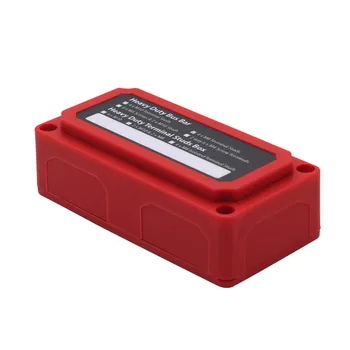 Barra de Bus, bornera con carcasa roja, diseño Modular resistente, caja organizadora de cables, M8x4, 300A, alta corriente 1