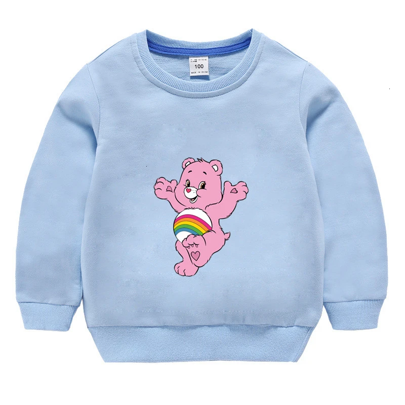Одежда для мальчиков и девочек Care Bears забавные скрещивающиеся цвет детское модное осеннее топы с круглым вырезом; футболки с изображением мультипликационных персонажей для детей футболка детская толстовка