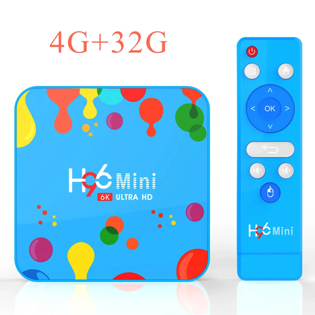 H96 мини H6 Android 9,0 ТВ приставка Allwinner четырехъядерный 64-бит 6K HD 32G 128G EMMC Smart tv wifi Youtube телеприставка медиаплеер - Цвет: 4G and 32G
