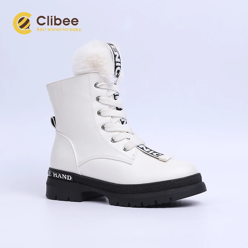 Теплые зимние ботинки CLIBEE для девочек детские мартинсы из искусственной кожи до