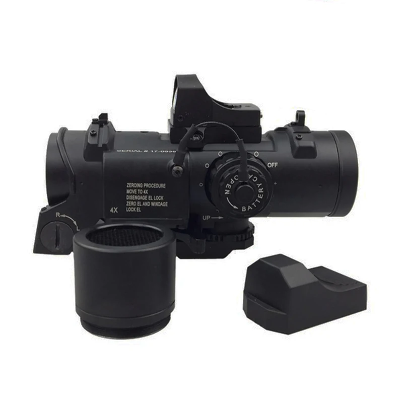1x-4x with red dot Горячая тактический прицел для винтовки Быстрый съемный 1X-4X Регулируемый оптический прицел двойной ролевой прицел с мини красной точкой для охоты - Цвет: 1x-4x with red dot