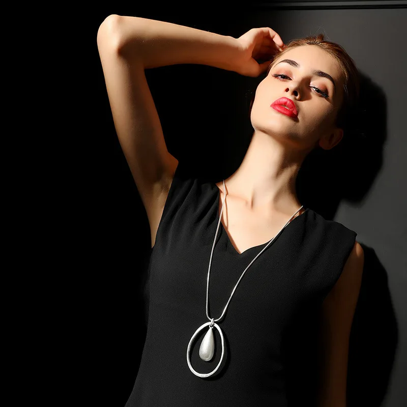 AliExpress горячие модели Модная элегантная подвеска «капелька» длинное ожерелье изысканные Женские аксессуары из сплава