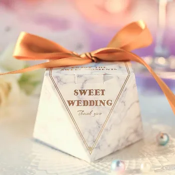 

20Pcs/lot Paper Gift Boxes Decorative Marble Wedding Favors and Gifts Box Wedding Candy Box Packaging With Ribbons