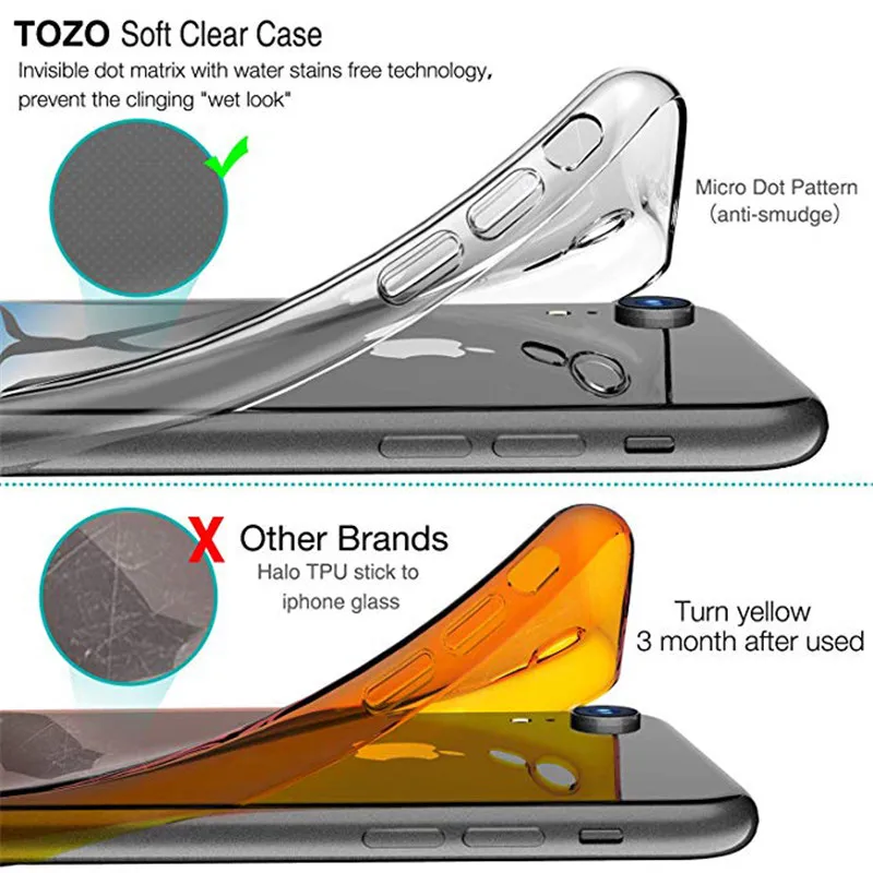 Transparent soft TPU phone case ultra-thin case for iphone x xr xs max 7 8 6s 6 plus for Samsung S9 with waterproof phone case