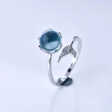 Casamento sereia bolha anel aberto alergia livre graciosa venda quente ajustável de alta qualidade prata azul cristal nova chegada(China)