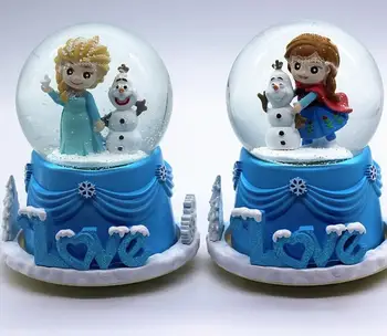 

YM 802 Automatic snowflakes, external rotating five color light crystal ball sound control music box