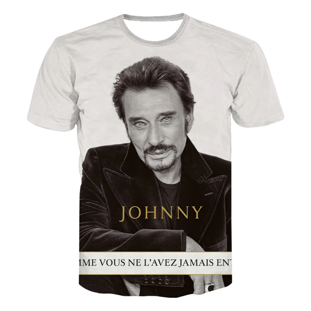 3d impresso johnny hallyday camiseta unisex verão