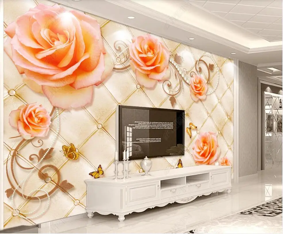 

3d photo wallpaper for walls in rolls HD rose flower vine jewelry rattan home decor wallpaper for the bedroom on the wall