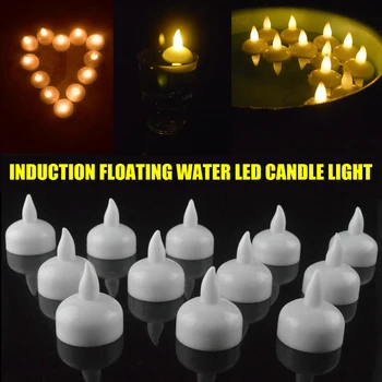

Floating Candles Flickering Warm Yellow Led Waterproof Tea Lights Floating Pool Lights Wedding Pool Decorations HKS99
