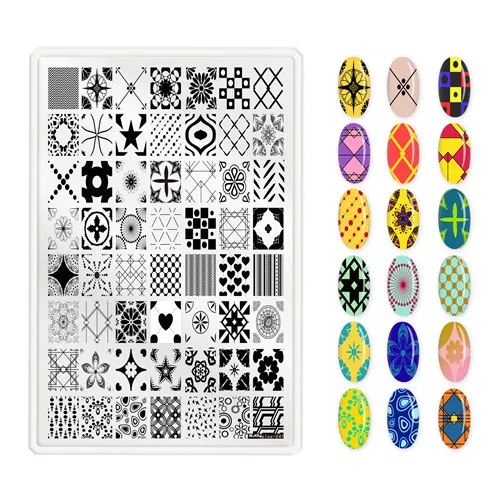 Big Size 9.5*14.5cm Nail Stamping Plates Flower/geometric shaped nail art template for DIY nail art decoration plate tools PLUS41