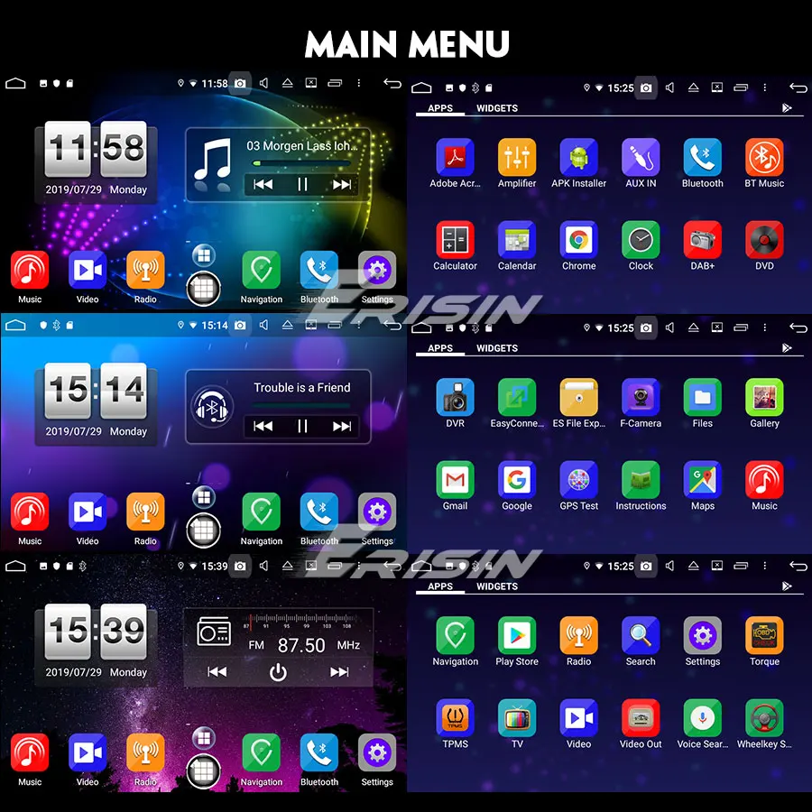 Erisin ES7718C " Android 9,0 Восьмиядерный 4 Гб ram автомобильный DVD Радио BT для Mercedes C/CLC/CLK Klasse W203 W209