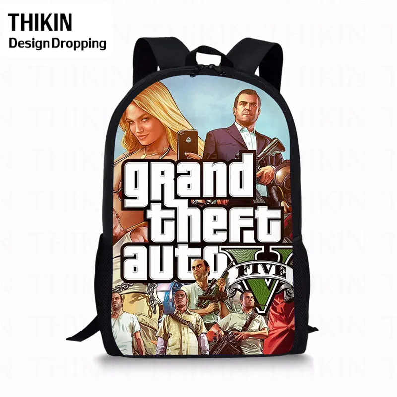 AS PICTURE Тикин Grand Theft Aut печати школьные ранцы для мальчиков девочек студенческий детский школьный рюкзак мальчик ранец дети книга сумка Mochila - Цвет: AS PICTURE