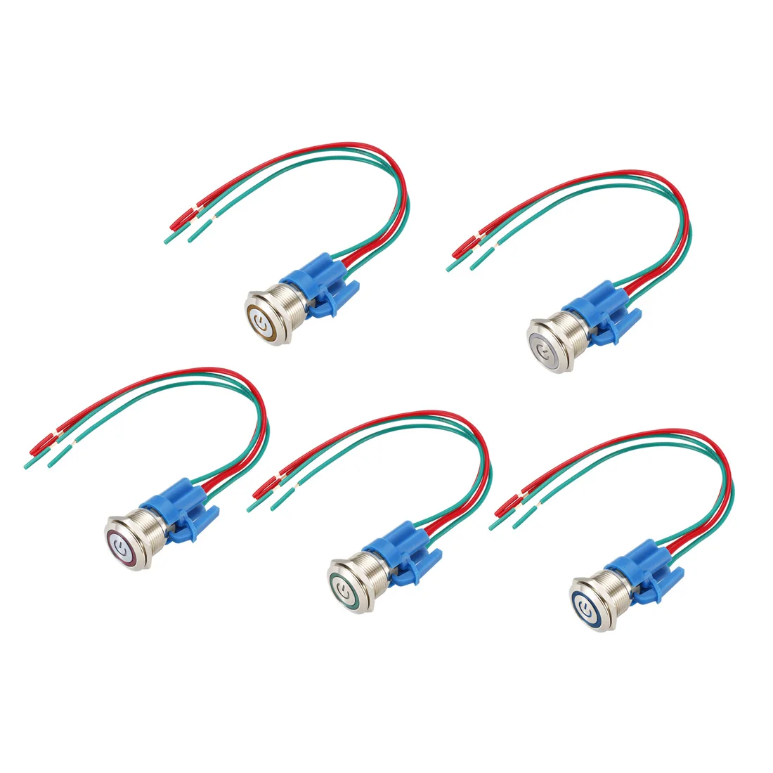 

uxcell Push Button Switch Latching/Momentary Metal 19mm Mounting Hole Diameter 1NO 12V LED Light with Socket Plug Wires