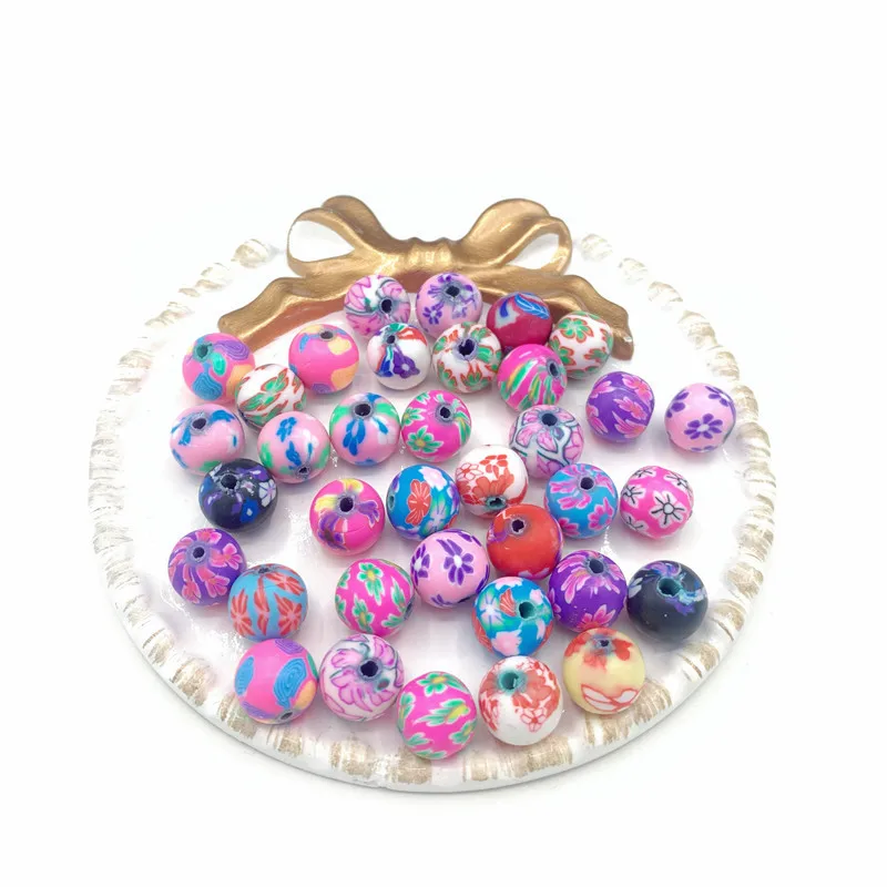 50pcsDecalCeramicbeads6810mmRoundCeramicPorcelainLooseSpacer