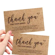 Cartes de remerciement pour votre commande, papier kraft, carte de vœux de remerciement, en stock, pour les vendeurs de petites entreprises