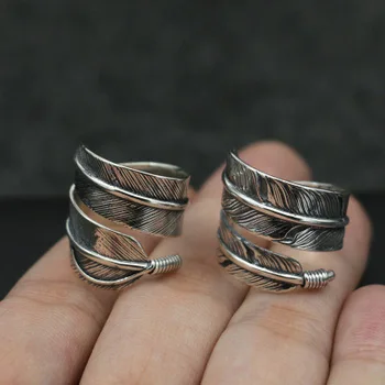 

Sterling Silver Ring Finger Retro Vintage Feather Eagle Open-ended Ring