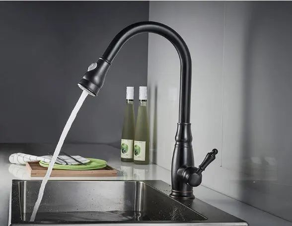 Черный медный кухонный кран для горячей и холодной воды, резервуар для Xiajing smoke jet pool