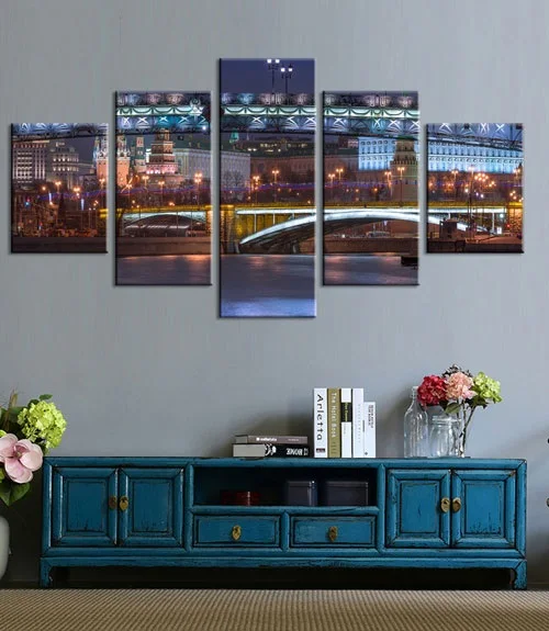 Canvas Paintings Posters 8 Moscow Russia Kremlin City Wall Art Framework Home Decor 5 Pieces Print Decorative Picture Room | Дом и сад