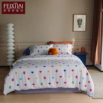 

Five-Star Hotel 60 Sateen Tencel Four-piece Set Cotton 100% Cotton Bed Sheet Quilt Cover Fitted Bed Sheet Bedding Article Europe