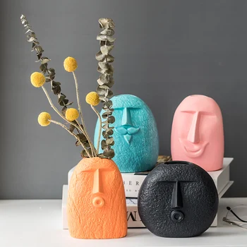 

Abstract Human Face Ceramic Vase Decoration Desktop Flower Arrangement Modern Bookcase Dining Table Flower Vase Home Decoration