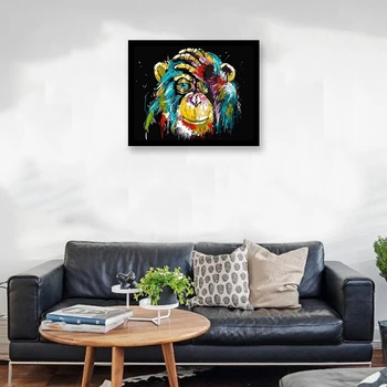 

Paint By Numbers Kits for Adult, DIY Canvas Painting for Adults Beginner-Color Monkey